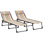 2-Piece Folding Chaise Lounge Set with 4-Position Reclining Back & Breathable Mesh Seat for Poolside and Beach