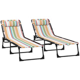 2-Piece Folding Chaise Lounge Set with 4-Position Reclining Back & Breathable Mesh Seat for Poolside and Beach
