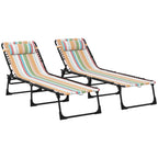 2-Piece Folding Chaise Lounge Set with 4-Position Reclining Back & Breathable Mesh Seat for Poolside and Beach