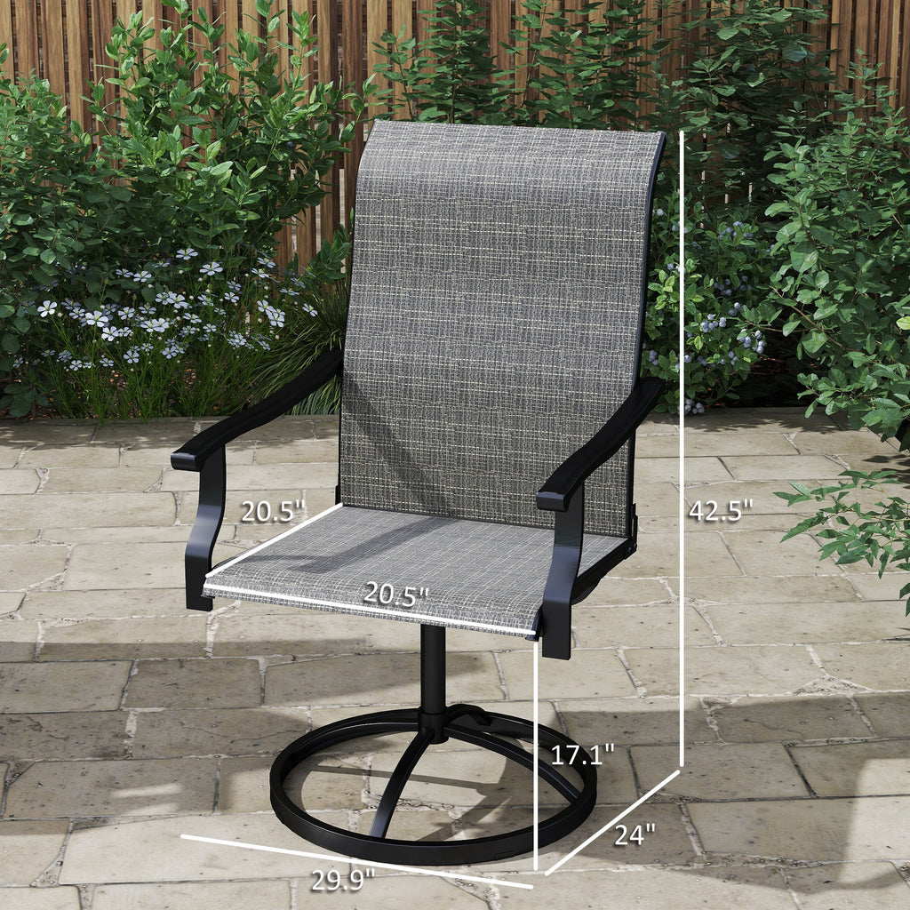 2-Piece Outdoor Patio Swivel Chairs, Gray