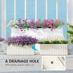 2 Pack 20" Railing Planter Boxes with Hooks and Drainage, White