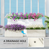 2 Pack 20" Railing Planter Boxes with Hooks and Drainage, White