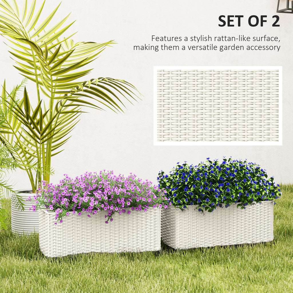 2 Pack 20" Railing Planter Boxes with Hooks and Drainage, White