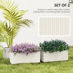 2 Pack 20" Railing Planter Boxes with Hooks and Drainage, White