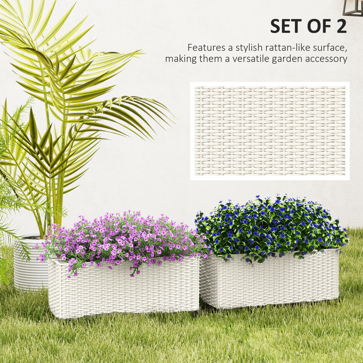 2 Pack 20" Railing Planter Boxes with Hooks and Drainage, White