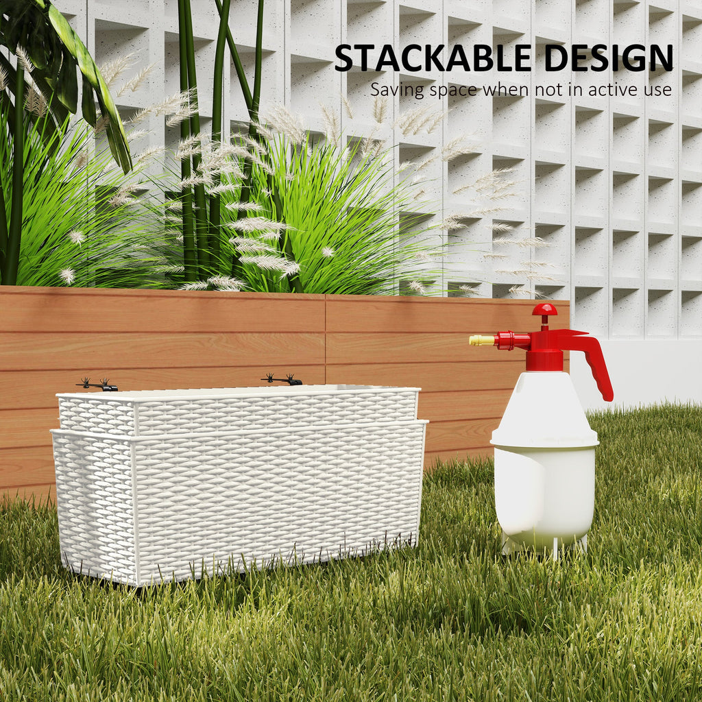 2 Pack 20" Railing Planter Boxes with Hooks and Drainage, White