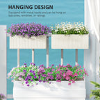 2 Pack 20" Railing Planter Boxes with Hooks and Drainage, White