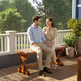 2-Person Outdoor Wooden Bench with Farmhouse X-Shaped Base, Carbonized