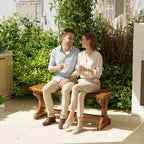2-Person Outdoor Wooden Bench with Farmhouse X-Shaped Base, Carbonized