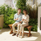 2-Person Outdoor Wooden Bench with Farmhouse X-Shaped Base, Carbonized