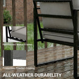 4 Piece Garden Furniture Set with Loveseat, Armchairs and Slatted Table, Grey