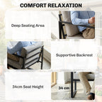 4 Piece Garden Furniture Set with Loveseat, Armchairs and Slatted Table, Grey