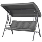 3 Seater Garden Swing Chair with Tilting Canopy and Cushion, Dark Grey