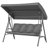 3 Seater Garden Swing Chair with Tilting Canopy and Cushion, Dark Grey