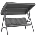 3 Seater Garden Swing Chair with Tilting Canopy and Cushion, Dark Grey