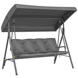 3 Seater Garden Swing Chair with Tilting Canopy and Cushion, Dark Grey