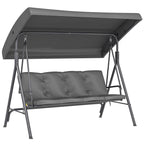 3 Seater Garden Swing Chair with Tilting Canopy and Cushion, Dark Grey
