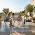 4-Seater Outdoor Sofa Set with Loveseat, 2 Armchairs & Metal-Top Table, Khaki