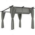 3 x 3 m Metal Pergola with Retractable Roof and Sidewalls, Light Grey