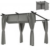 3 x 3 m Metal Pergola with Retractable Roof and Sidewalls, Light Grey