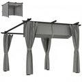 3 x 3 m Metal Pergola with Retractable Roof and Sidewalls, Light Grey