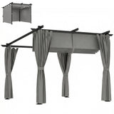 3 x 3 m Metal Pergola with Retractable Roof and Sidewalls, Light Grey