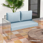 2 Seater Outdoor Seat Cushions with Backrest, Light Blue