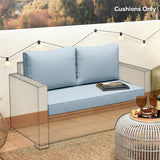 2 Seater Outdoor Seat Cushions with Backrest, Light Blue
