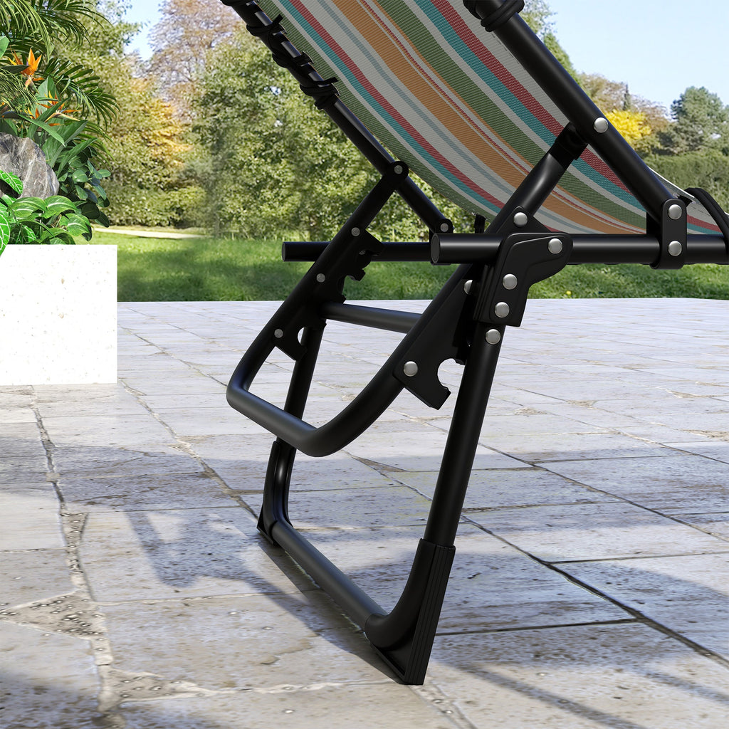 2-Piece Folding Chaise Lounge Set with 4-Position Reclining Back & Breathable Mesh Seat for Poolside and Beach