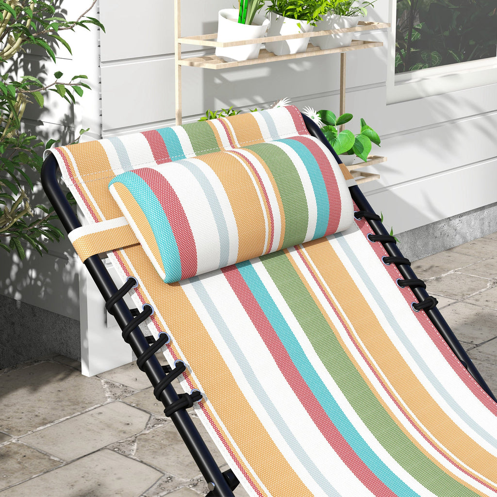 2-Piece Folding Chaise Lounge Set with 4-Position Reclining Back & Breathable Mesh Seat for Poolside and Beach