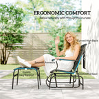 2-Piece Outdoor Glider Chair with Ottoman and All-Weather Breathable Mesh, Black