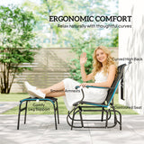 2-Piece Outdoor Glider Chair with Ottoman and All-Weather Breathable Mesh, Black