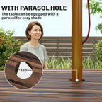 6 Seater Wooden Garden Picnic Table Set with Matching Bench, Carbonized