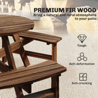 6 Seater Wooden Garden Picnic Table Set with Matching Bench, Carbonized