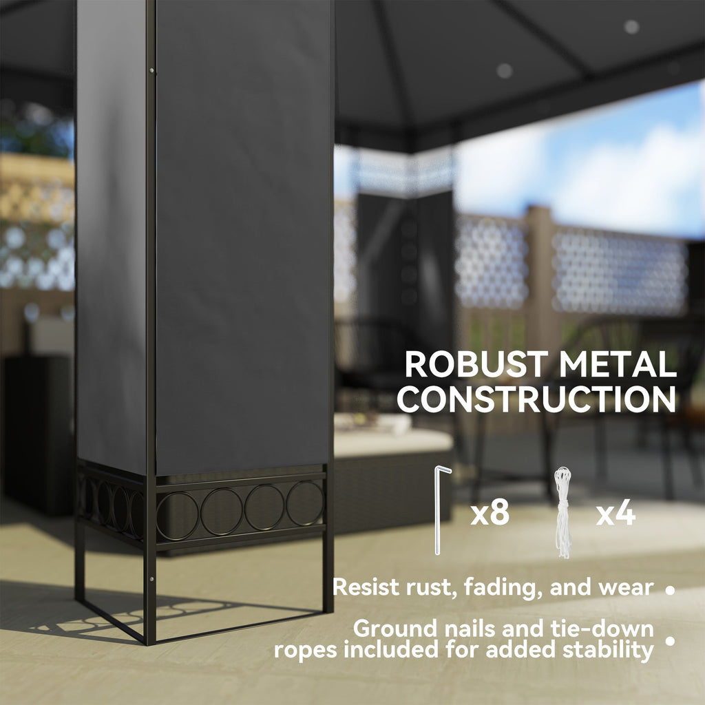 10 x 10 ft Canopy Gazebo with Double Roof and Mesh Screen Panels, Dark Grey