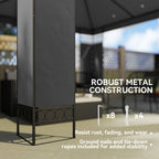 10 x 10 ft Canopy Gazebo with Double Roof and Mesh Screen Panels, Dark Grey