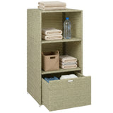 Pool Towel Rack with 2 Shelves and Basket Drawer, PE Rattan, Gradient Gray