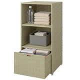 Pool Towel Rack with 2 Shelves and Basket Drawer, PE Rattan, Gradient Gray