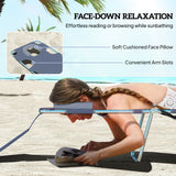 Folding Lounge Chair with Face Hole, Side Pocket and Strap, Grey