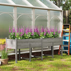 Wooden Raised Garden Bed with Liner, Legs and Drain Holes, Grey