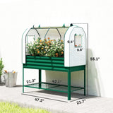 Galvanized Raised Garden Bed with Greenhouse Cover, Green