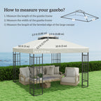 10' x 10' 2-Tier Gazebo Replacement Canopy Top Cover in Light Grey