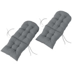 Set of 2 Tufted High Back Adirondack Chair Cushions with Ties, Non-Slip Grey