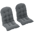 Set of 2 Tufted High Back Adirondack Chair Cushions with Ties, Non-Slip Grey