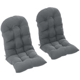 Set of 2 Tufted High Back Adirondack Chair Cushions with Ties, Non-Slip Grey