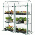 3 Tier Mini Greenhouse with 2 Roll-up Doors, 56.3" x 18.1" x 64.6"