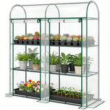 3 Tier Mini Greenhouse with 2 Roll-up Doors, 56.3" x 18.1" x 64.6"