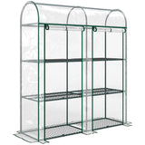 3 Tier Mini Greenhouse with 2 Roll-up Doors, 56.3" x 18.1" x 64.6"