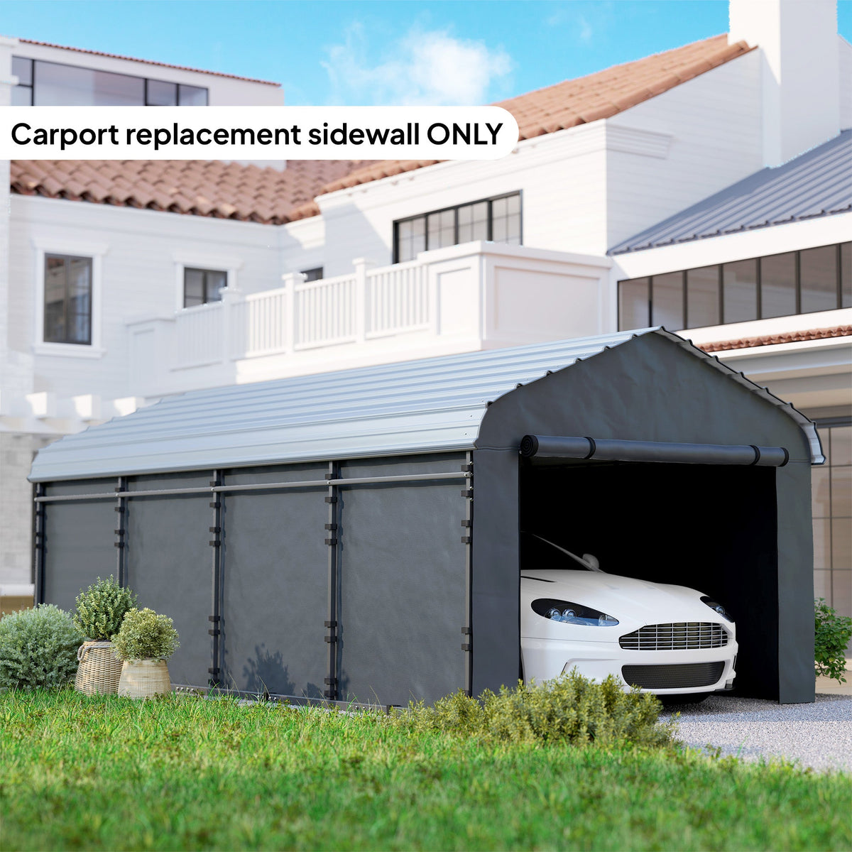 Carport Sidewall Panels Set of 4 for 10' x 15' Carports in Dark Gray