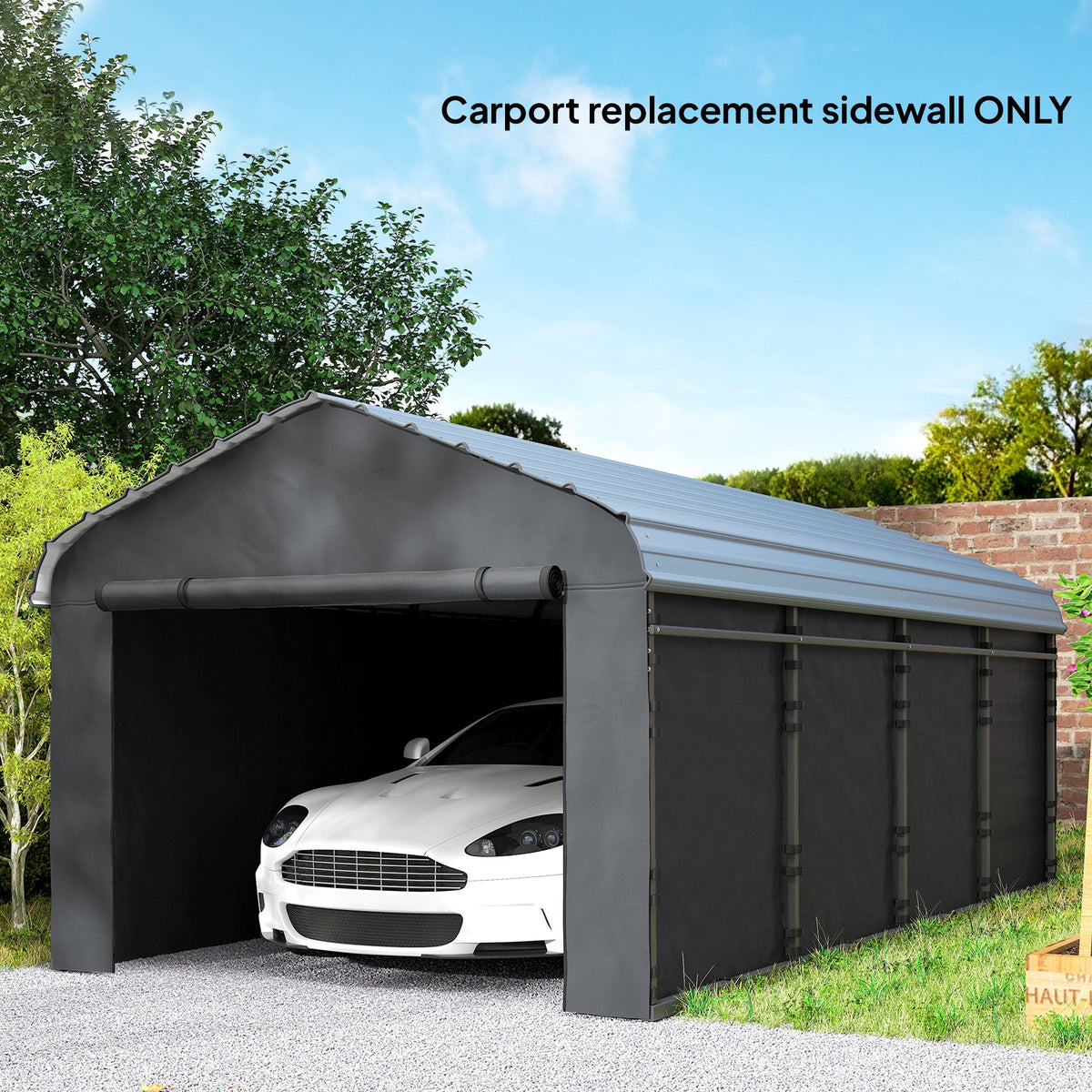 Carport Sidewall Panels Set of 4 for 10' x 15' Carports in Dark Gray